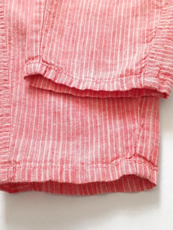 Anthropologie Linen Striped Ankle Pants Orange Size XS - Picture 8 of 10